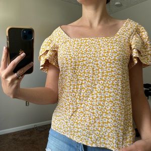 SHEIN floral yellow top size XS